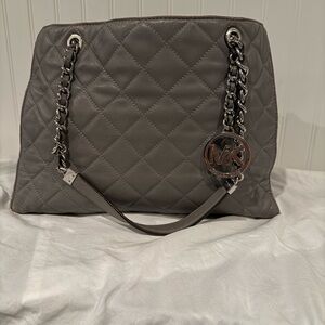 Michael Kors Gray Quilted Shoulder Bag